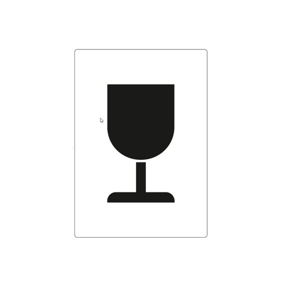 Haftetiketten, Symbol Glas, Hinweis "Vorsicht Glas!", weiß