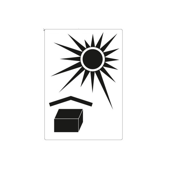 Haftetiketten, Symbol Sonne, "Wareninhalt vor Hitze schützen", weiß