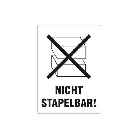 Haftetiketten, Symbol, "Nicht stapelbar!", weiß