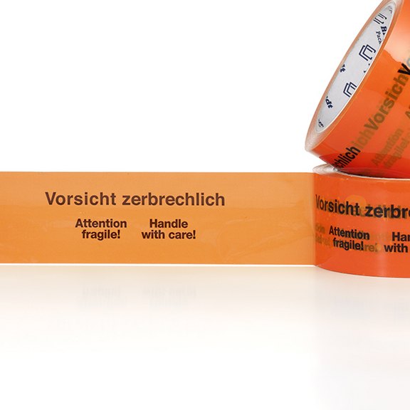 PP-Warnklebeband "Vorsicht zerbrechlich", orange