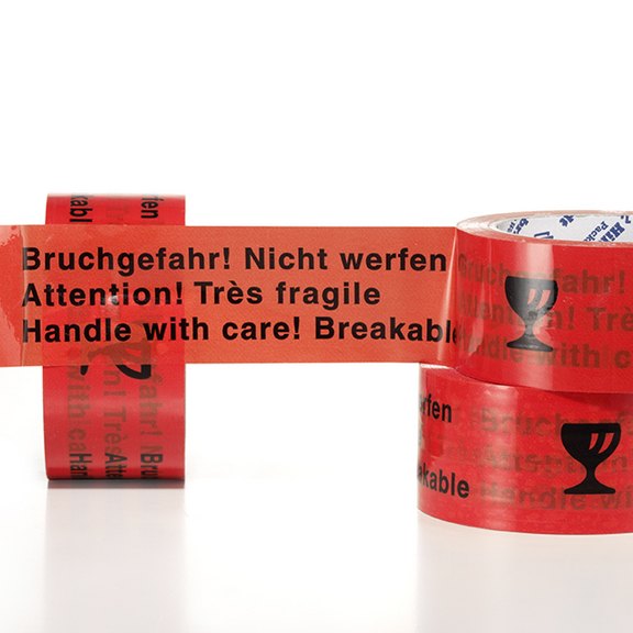 PP-Warnklebeband "Bruchgefahr, Nicht werfen", rot