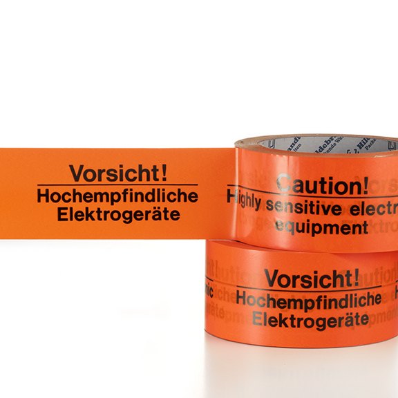 PP-Warnklebeband "Vorsicht! Hochempfindliche Elektrogeräte", orange
