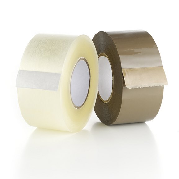 PP-Klebeband transparent und braun mit 75 mm Breite