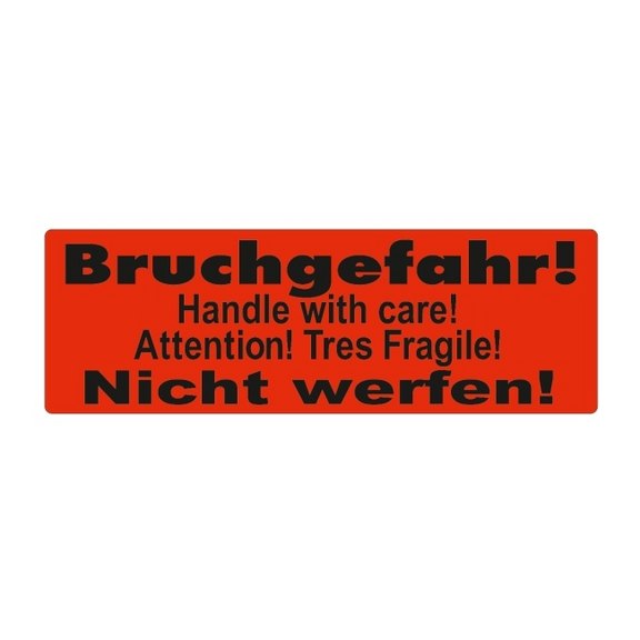 Haftetiketten "Bruchgefahr! Nicht werfen!", rot