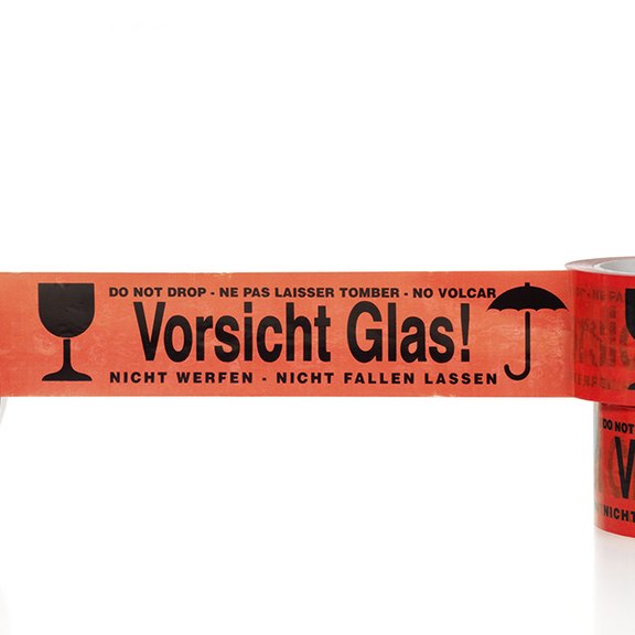 PP-Warnklebeband "Vorsicht Glas", rot