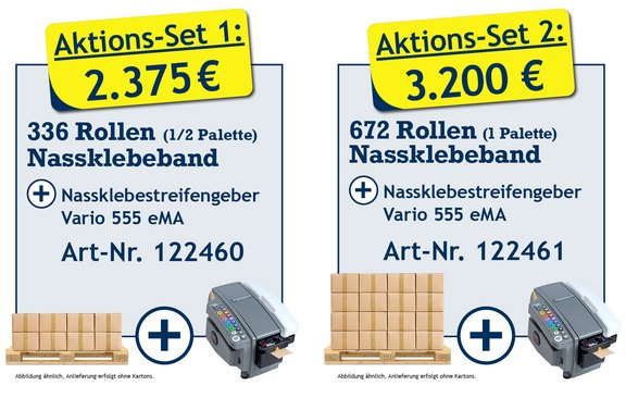Aktionssets 1 + 2 der Sonderaktion Nassklebeband