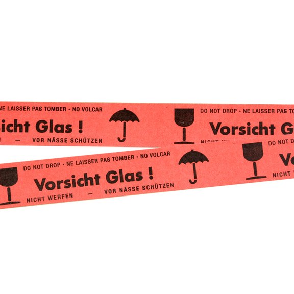 Papier-Warnklebeband "Vorsicht Glas!", rot
